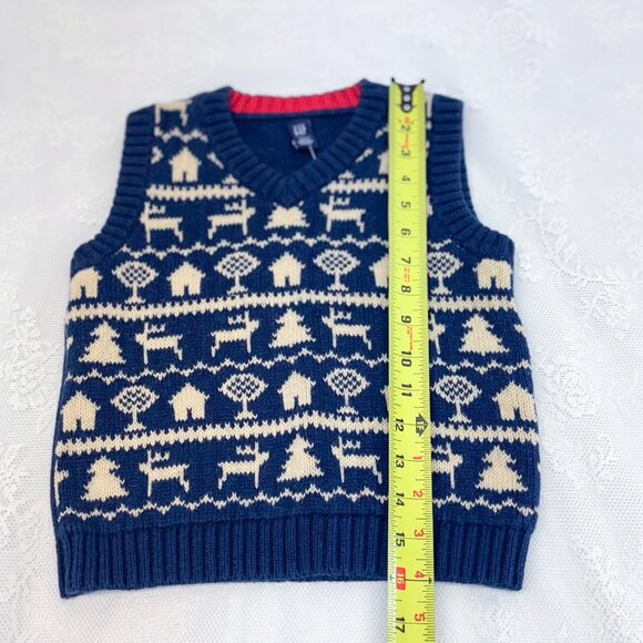 GAP baby GAP Boys Winter Sweater Vest Moose & Winter Theme - Picture 8 of 10